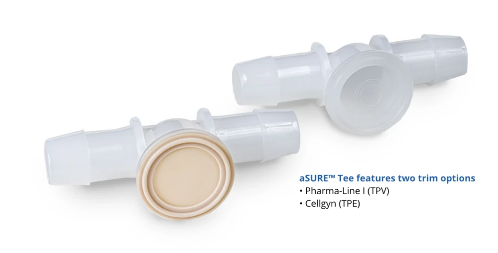 Diafragmas integrados Pharma-Line I y Cellgyn en la T de instrumentación aSURE™